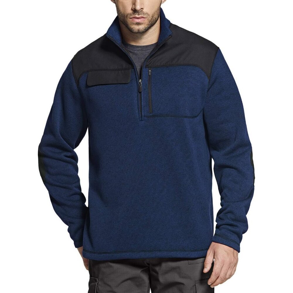 Men's Thermal Fleece Half Zip Pullover, Winter Outdoor Warm Sweater, Lightweight